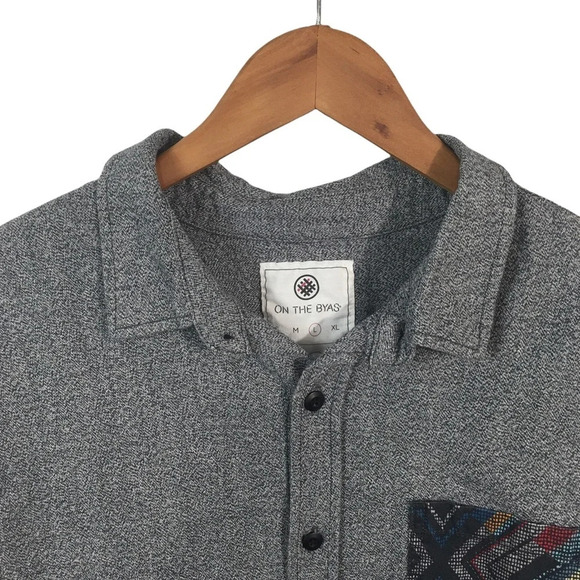 BF427 Men’s On The Byas Trendy Aztec Pocket Button Down Shirt L - Picture 3 of 4